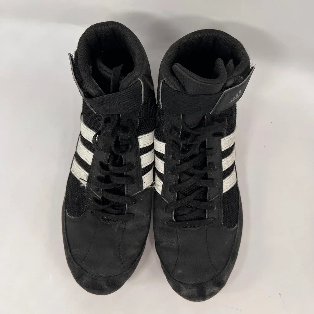 Adidas HVC 2 Wrestling Shoes Mens 8.5 Black White Gum AQ3325 High Top Boxing